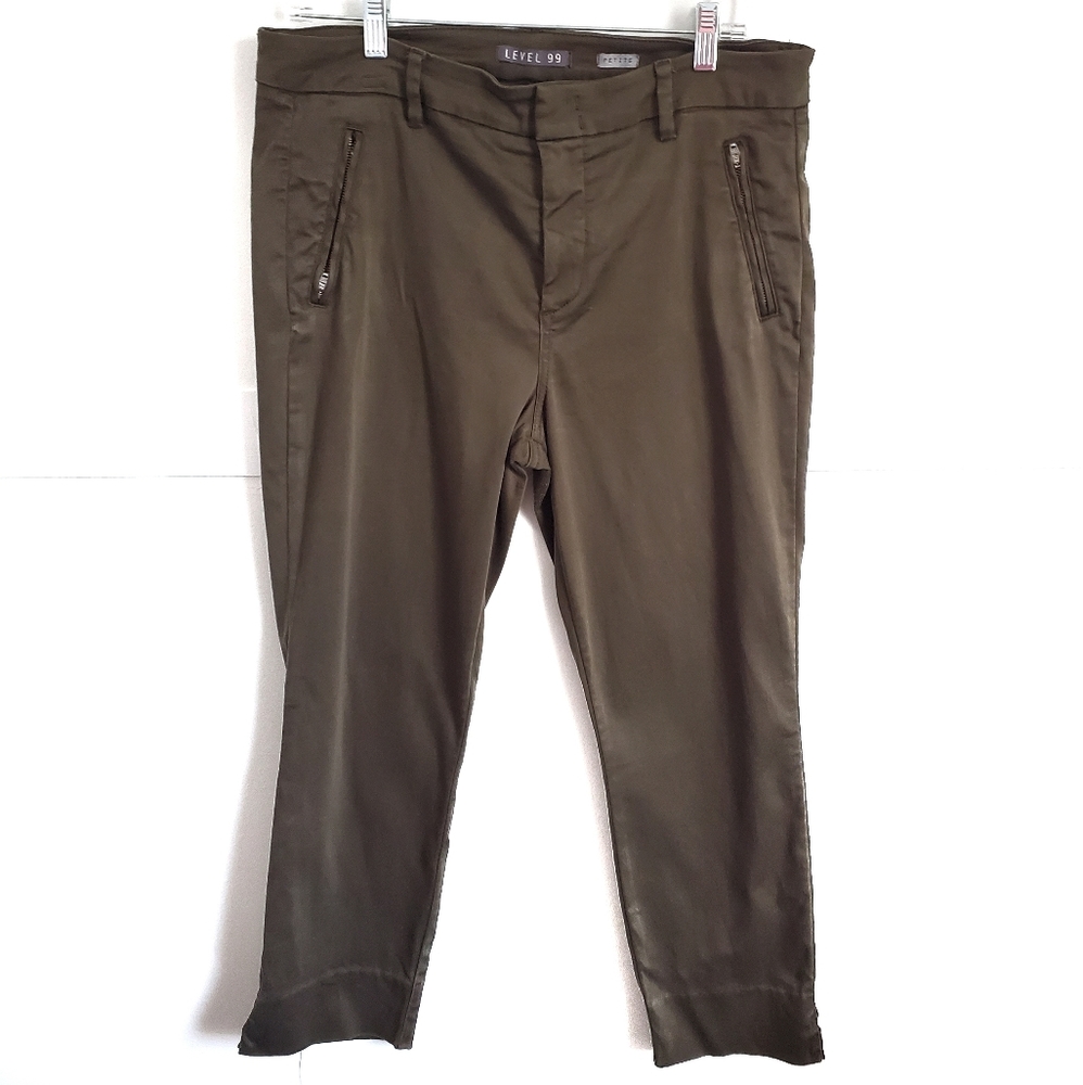 Anthro Level 99 Green Petite Sateen Crops